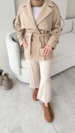 Rosi Kaşe Kaban - Camel - Görsel 6