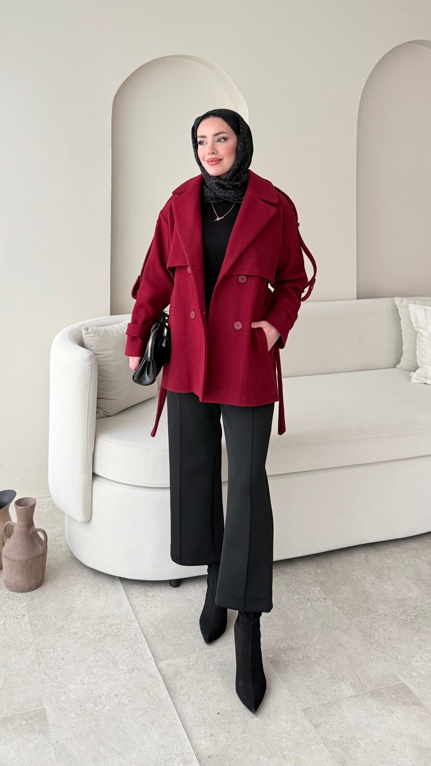 image_1950-2833.jpg Rosi Kaşe Kaban - Bordo - Görsel 1