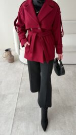 Rosi Kaşe Kaban - Bordo - Görsel 7