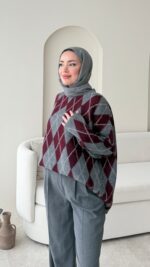 Baklava Desen Triko Kazak - Antrasit