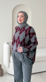 Baklava Desen Triko Kazak - Antrasit - Görsel 2