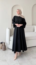 Lovra Bağlamalı Scuba Elbise - Siyah