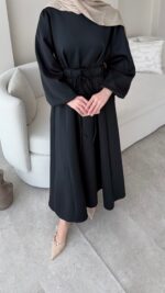 Lovra Bağlamalı Scuba Elbise - Siyah - Görsel 4