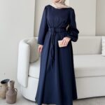 Lovra Bağlamalı Scuba Elbise - Lacivert