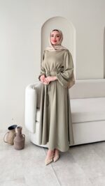 Lovra Bağlamalı Scuba Elbise - Yeşil