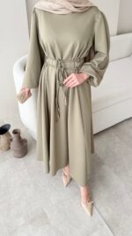 Lovra Bağlamalı Scuba Elbise - Yeşil - Görsel 4