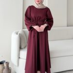 Lovra Bağlamalı Scuba Elbise - Bordo