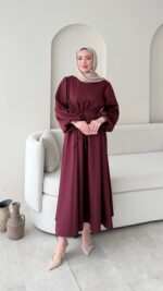 Lovra Bağlamalı Scuba Elbise - Bordo