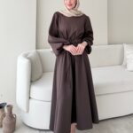 Lovra Bağlamalı Scuba Elbise - Kahverengi