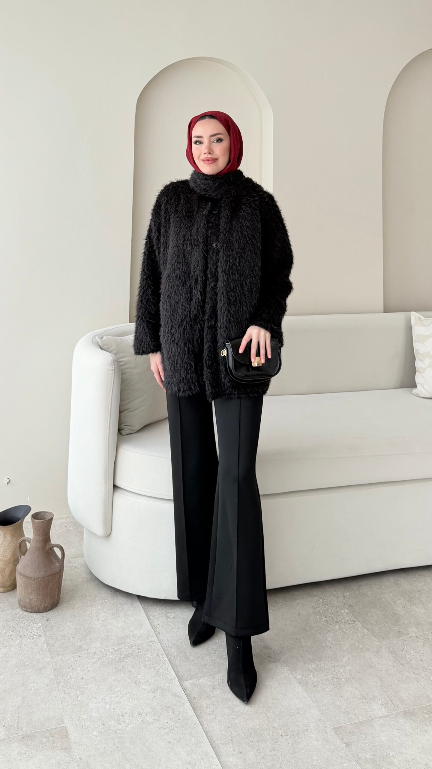 image_1950-2918.jpg Mores Tüylü Kap - Siyah - Görsel 1