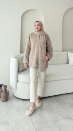 Mores Tüylü Kap - Vizon - Görsel 2