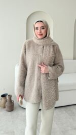 Mores Tüylü Kap - Vizon - Görsel 3