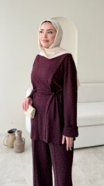 Besra Taşlı Oyşo Takım - Mürdüm - Görsel 5