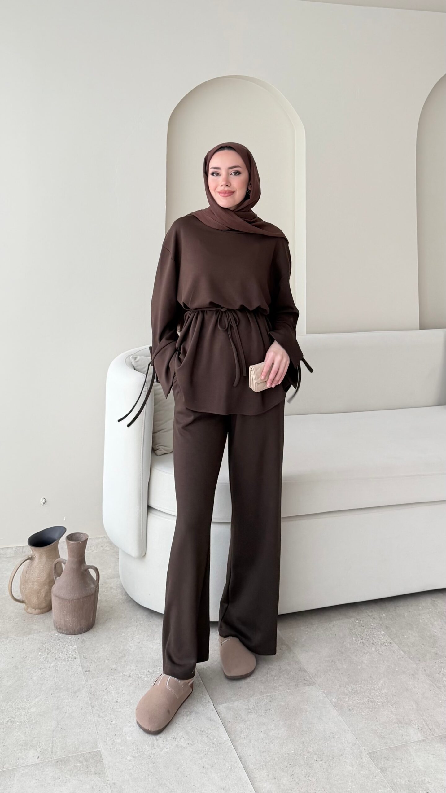 image_1950-2961.jpg Vena Bağlamalı Oyşo Takım - Kahverengi - Görsel 1