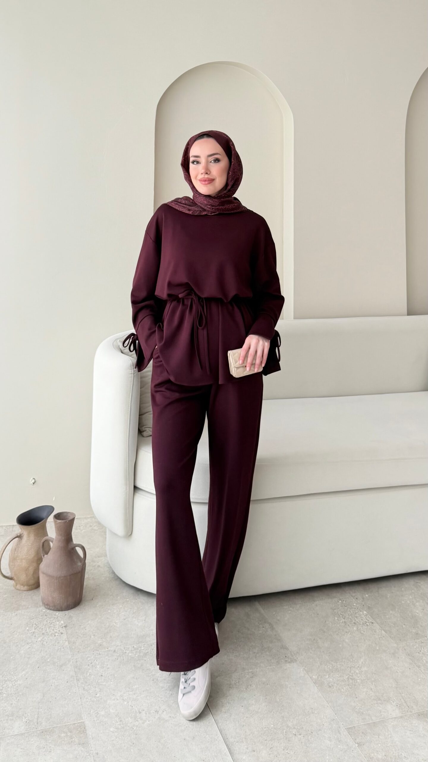 image_1950-2966.jpg Vena Bağlamalı Oyşo Takım - Mürdüm - Görsel 1