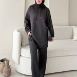 Pilya Fermuarlı Scuba Takım - Siyah