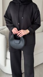 Pilya Fermuarlı Scuba Takım - Siyah - Görsel 7