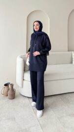 Pilya Fermuarlı Scuba Takım - Lacivert