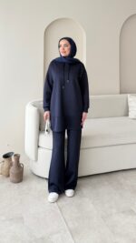 Pilya Fermuarlı Scuba Takım - Lacivert - Görsel 2