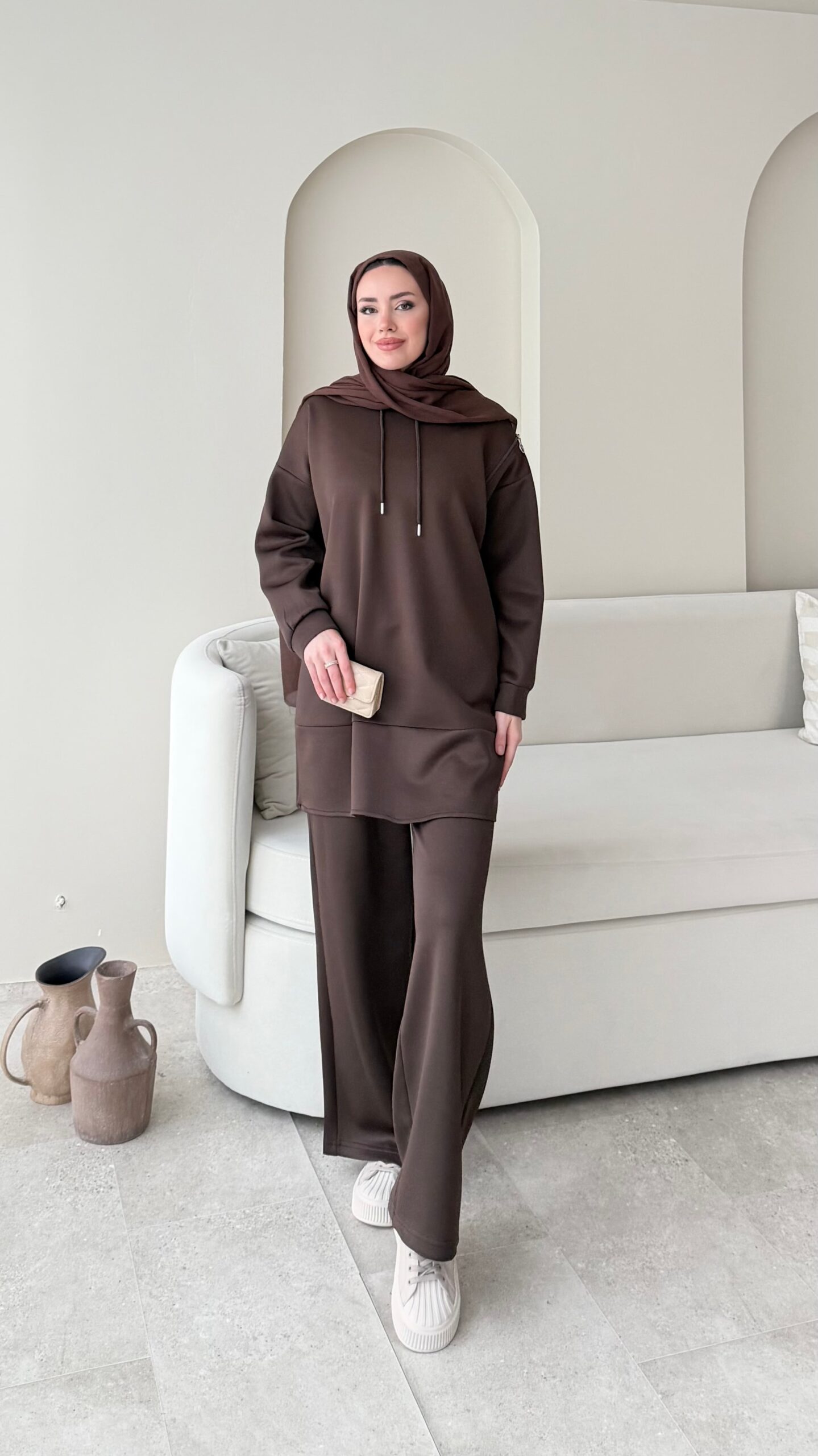 image_1950-2985.jpg Pilya Fermuarlı Scuba Takım - Kahverengi - Görsel 1