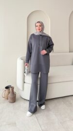 Pilya Fermuarlı Scuba Takım - Antrasit - Görsel 2