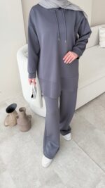 Pilya Fermuarlı Scuba Takım - Antrasit - Görsel 5