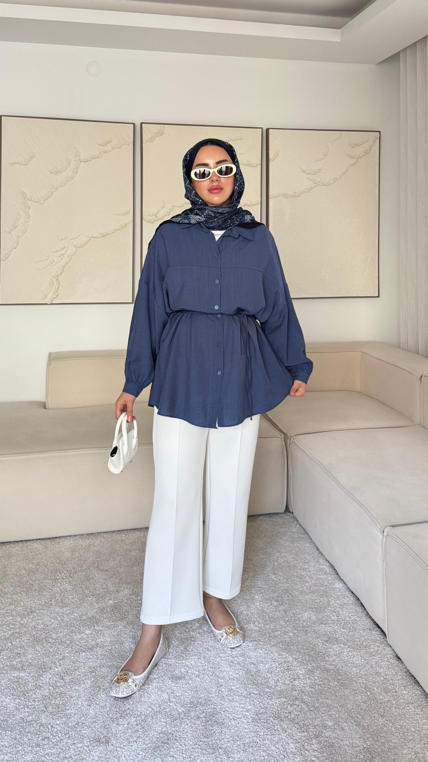 image_1950-382.jpg Trend Modal Gömlek - Lacivert - Görsel 1