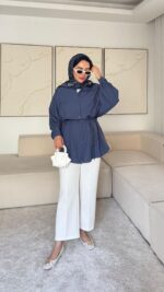 Trend Modal Gömlek - Lacivert - Görsel 2