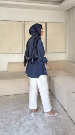 Trend Modal Gömlek - Lacivert - Görsel 3