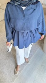 Trend Modal Gömlek - Lacivert - Görsel 6