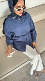 Trend Modal Gömlek - Lacivert - Görsel 7