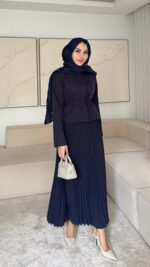 Mina Krep Takım - Lacivert - Görsel 2