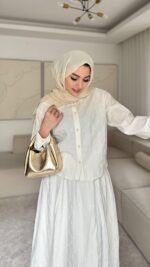 Royal Dokulu Takım - Ekru - Görsel 3