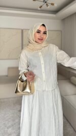 Royal Dokulu Takım - Ekru - Görsel 4