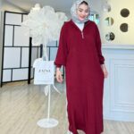 Fermuarlı Triko Elbise - Gül Kurusu