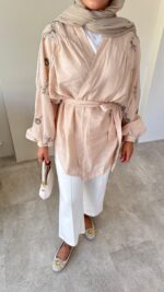 More Taşlı Kimono - Bej - Görsel 5