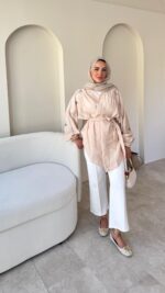 More Taşlı Kimono - Bej - Görsel 6