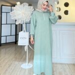 Fermuarlı Triko Elbise - Mint Yeşil