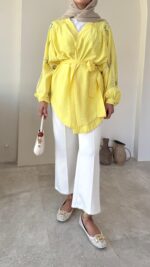 More Taşlı Kimono - Sarı - Görsel 4