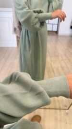 Balonkol Triko Elbise - Mint Yeşil - Görsel 4