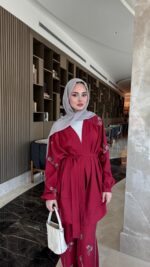 More Taşlı Takım - Bordo - Görsel 3