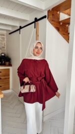 Rozi Gömlek - Bordo - Görsel 2