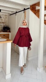 Rozi Gömlek - Bordo - Görsel 4