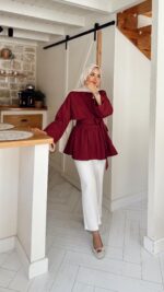 Rozi Gömlek - Bordo - Görsel 5