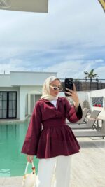 Rozi Gömlek - Bordo - Görsel 6