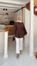 Rozi Gömlek - Kahverengi - Görsel 2