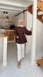 Rozi Gömlek - Kahverengi - Görsel 3