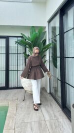 Rozi Gömlek - Kahverengi - Görsel 7