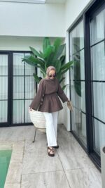 Rozi Gömlek - Kahverengi - Görsel 7