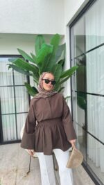 Rozi Gömlek - Kahverengi - Görsel 9